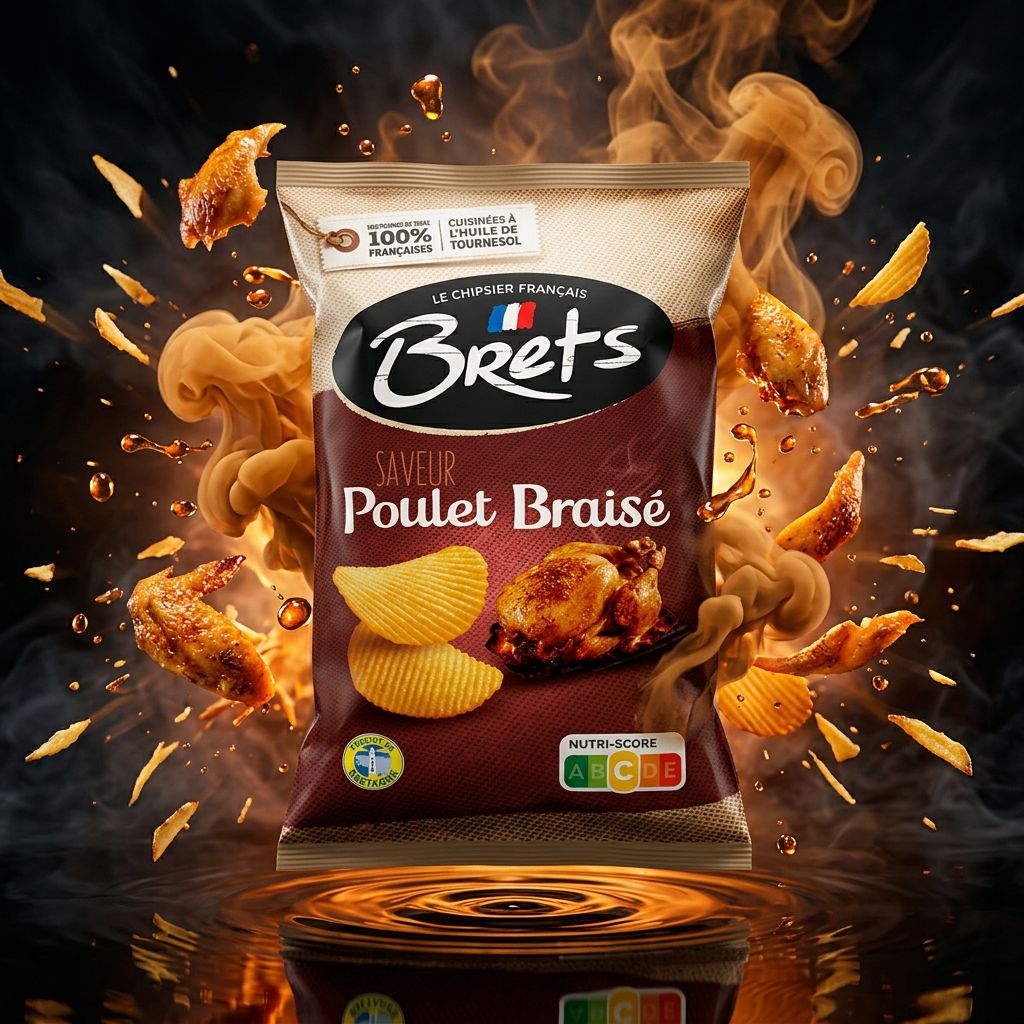 Chips Brets Flavour Braised Chicken saveur poulet braisé, snack européen premium, disponible sur My American Shop