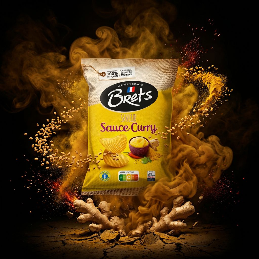 Chips Brets Flavour Curry saveur épices françaises format snack, disponible sur My American Shop