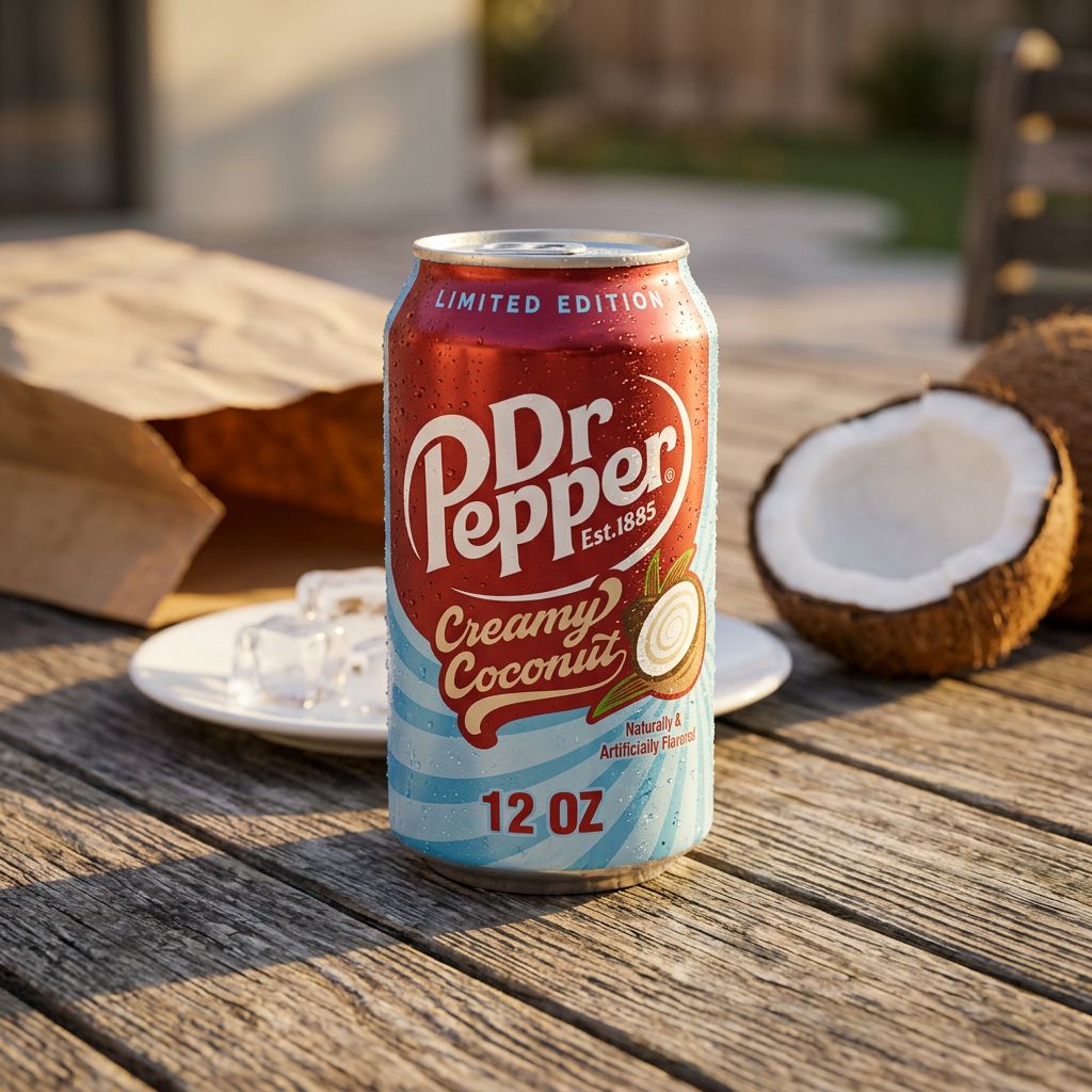Dr Pepper Creamy Coconut, soda américain édition limitée en canette, disponible sur My American Shop