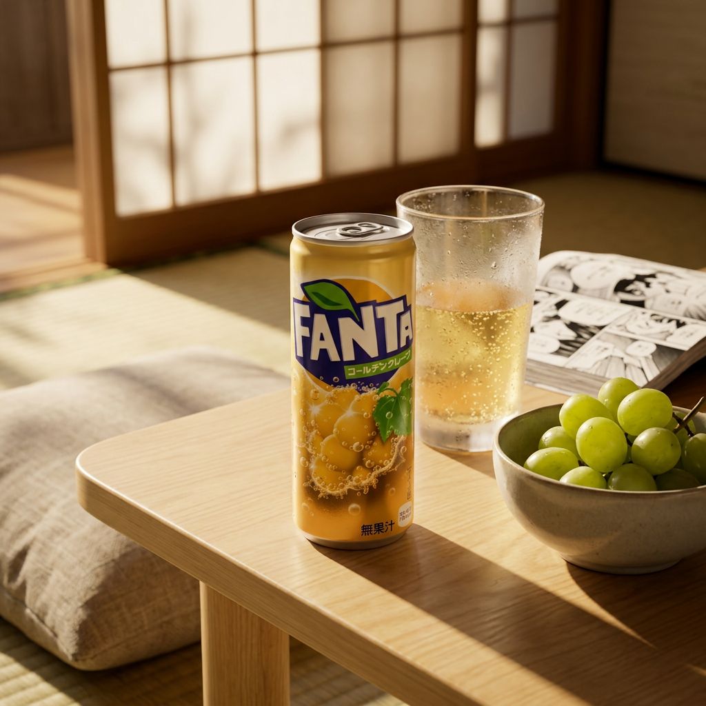 Fanta Japan Golden Grape, soda japonais raisin doré en canette, édition limitée importée, disponible sur My American Shop