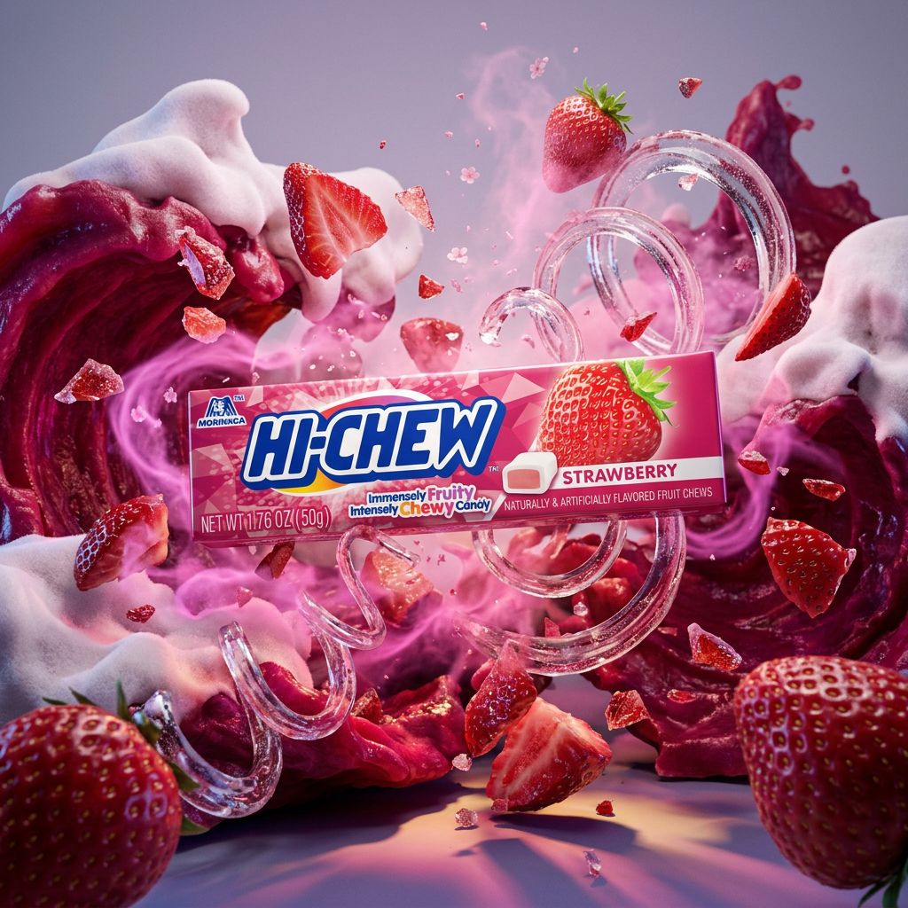 Hi-Chew Strawberry Stick, bonbon moelleux japonais goût fraise, format stick importé des USA, disponible sur My American Shop