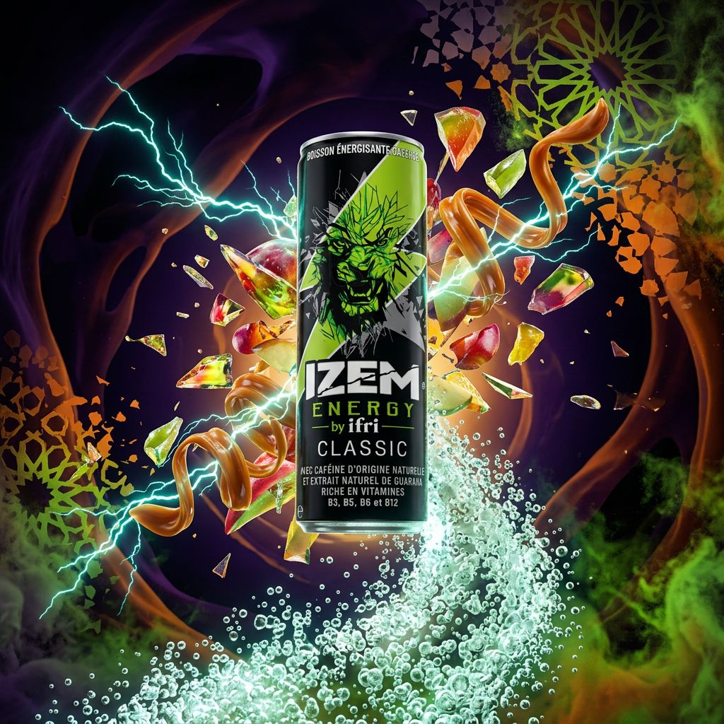 Izem Classic Can energy drink marocain saveur tutti frutti caramel 250ml, disponible sur My American Shop