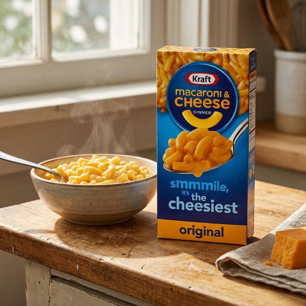 Kraft Macaroni & Cheese, sauce cheddar crémeuse, format boîte américain, disponible sur My American Shop