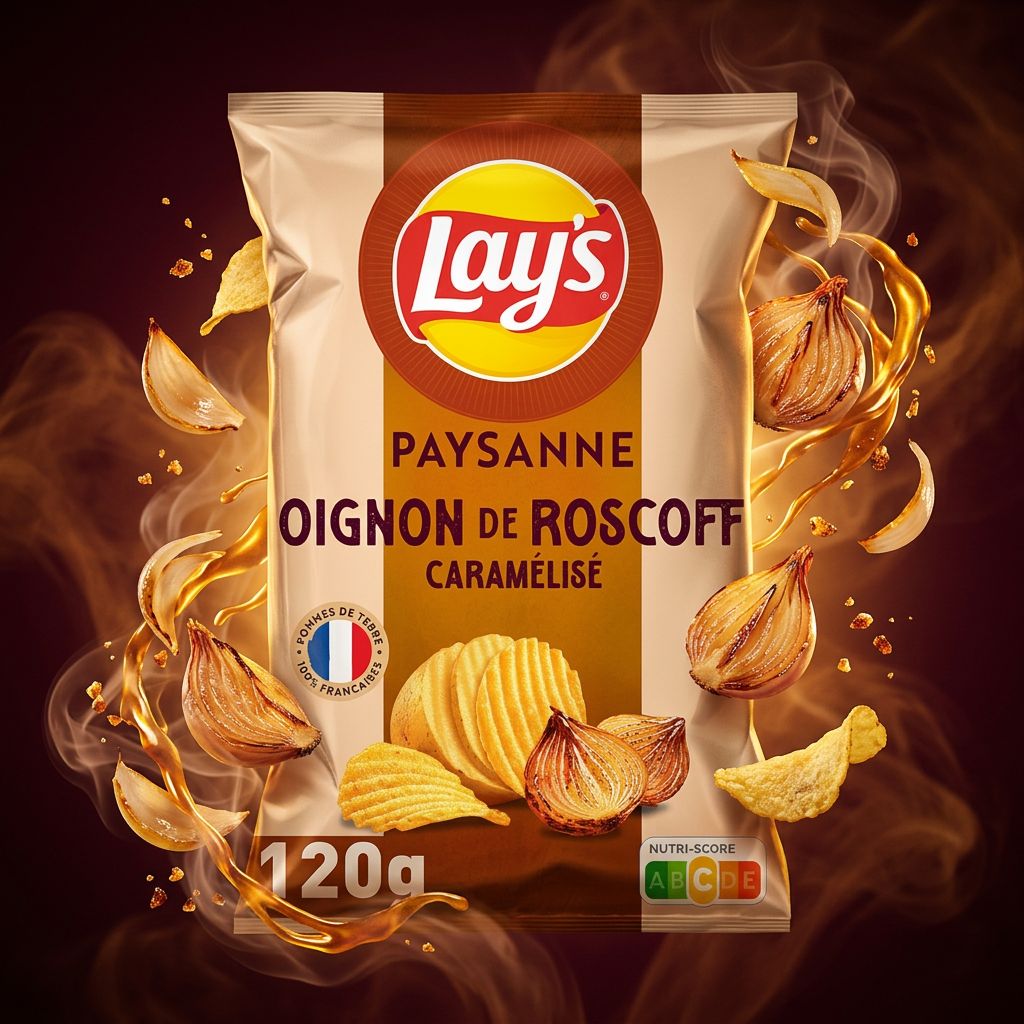 Lay's Paysanne chips oignon de Roscoff AOP caramélisé, snack fin et croustillant, disponible sur My American Shop