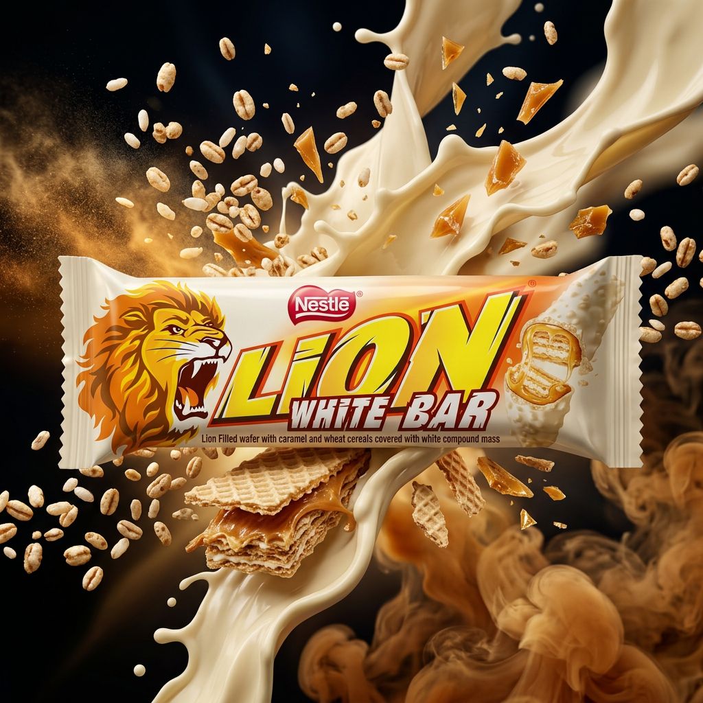 Lion Bar White Chocolate, barre chocolat blanc gaufrette caramel Nestlé, edition rare, disponible sur My American Shop