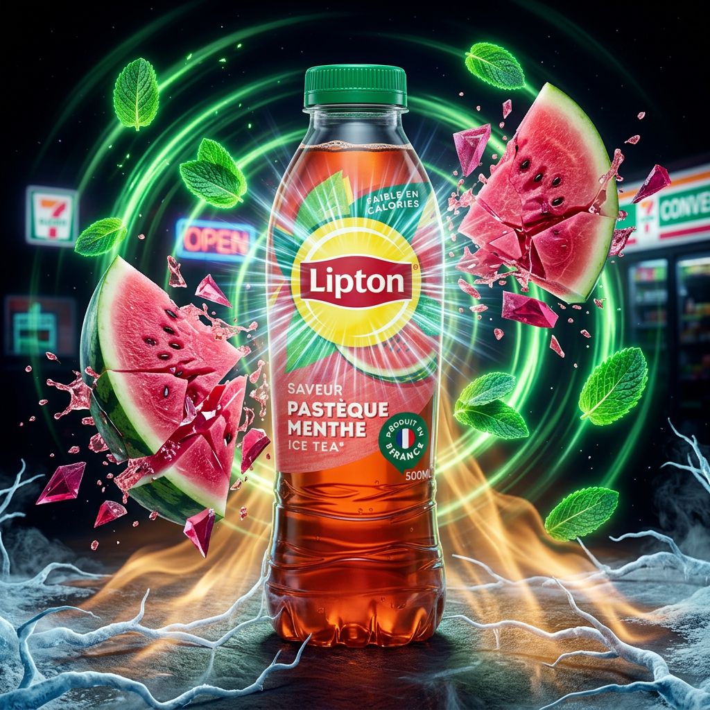 Lipton Ice Tea Watermelon Mint en bouteille, saveur pastèque menthe, importé des USA, disponible sur My American Shop