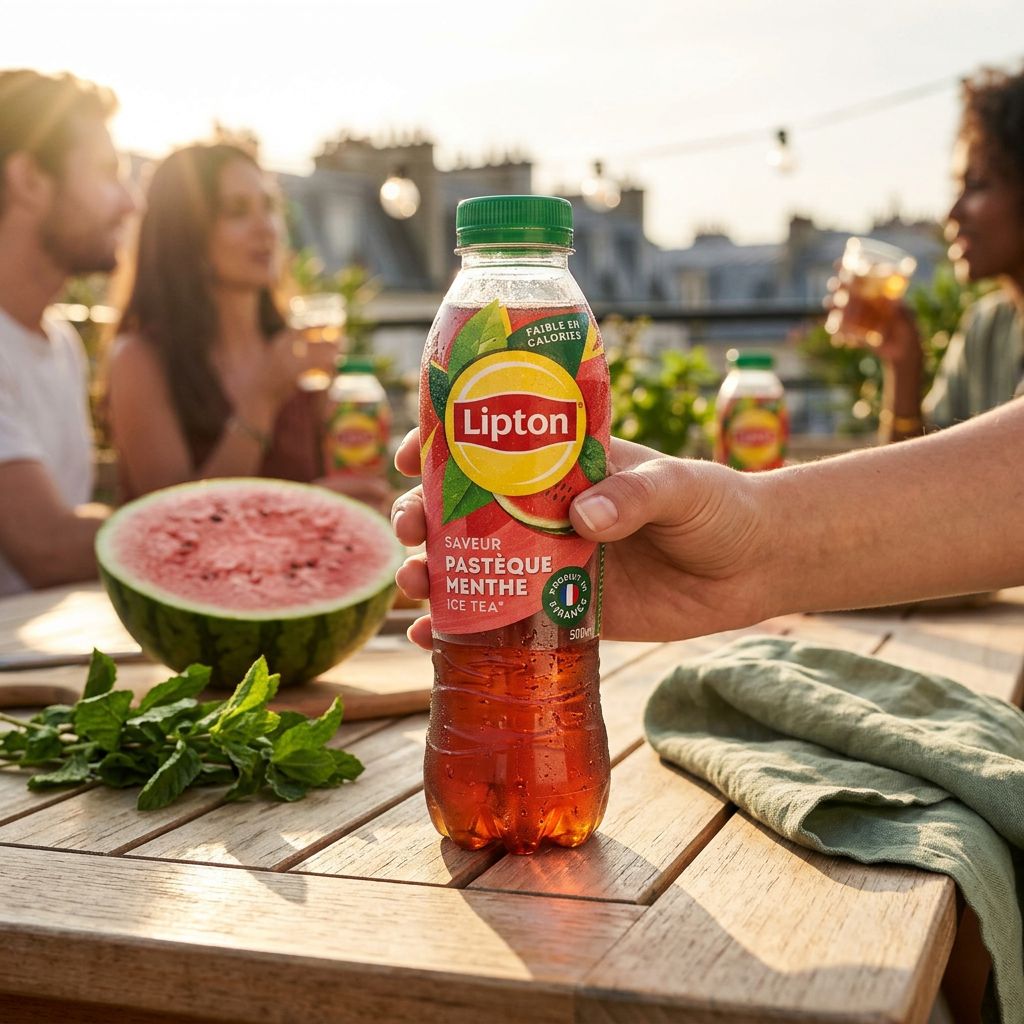Lipton Ice Tea Watermelon Mint en bouteille, saveur pastèque menthe, importé des USA, disponible sur My American Shop