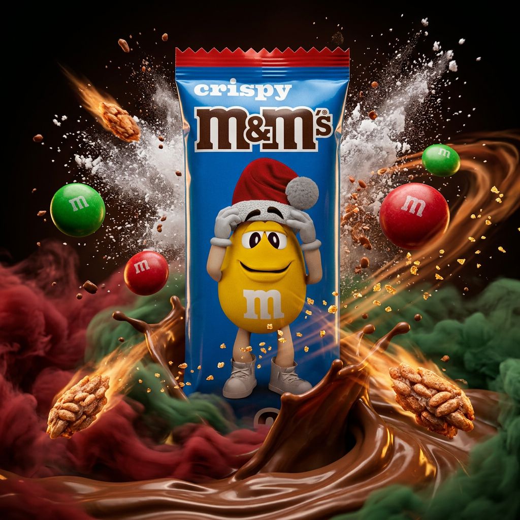 M&M's Crispy Milk Chocolate Christmas Santa Treat, édition Noël importée des USA, disponible sur My American Shop