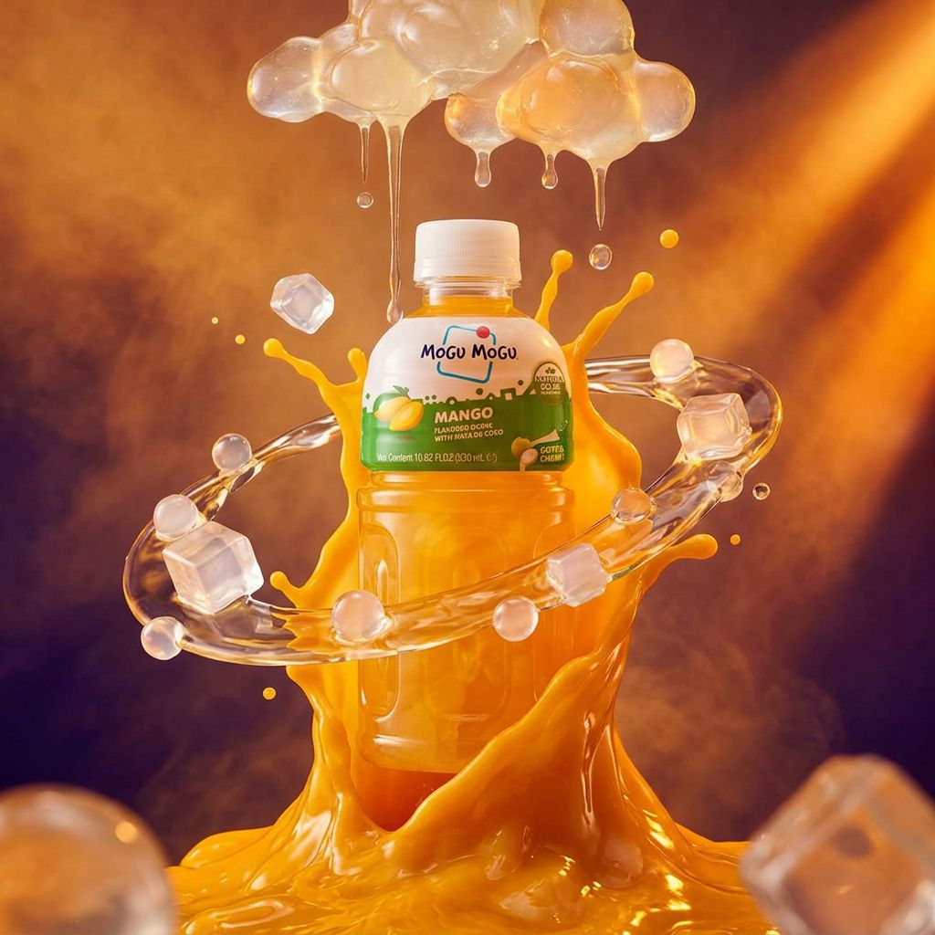 Mogu Mogu Mango, boisson thaïlandaise aux billes nata de coco 320ml, disponible sur My American Shop