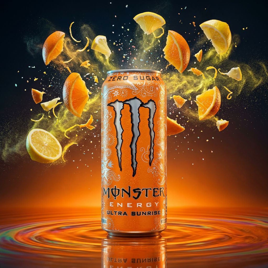 Monster Energy Ultra Sunrise Zero Sugar version Canada, canette 500ml saveur agrumes, disponible sur My American Shop
