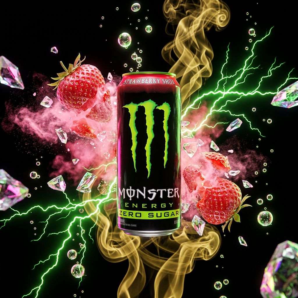Monster Strawberry Shot Zero Sugar, shot énergisant sans sucre goût fraise importé des USA, disponible sur My American Shop