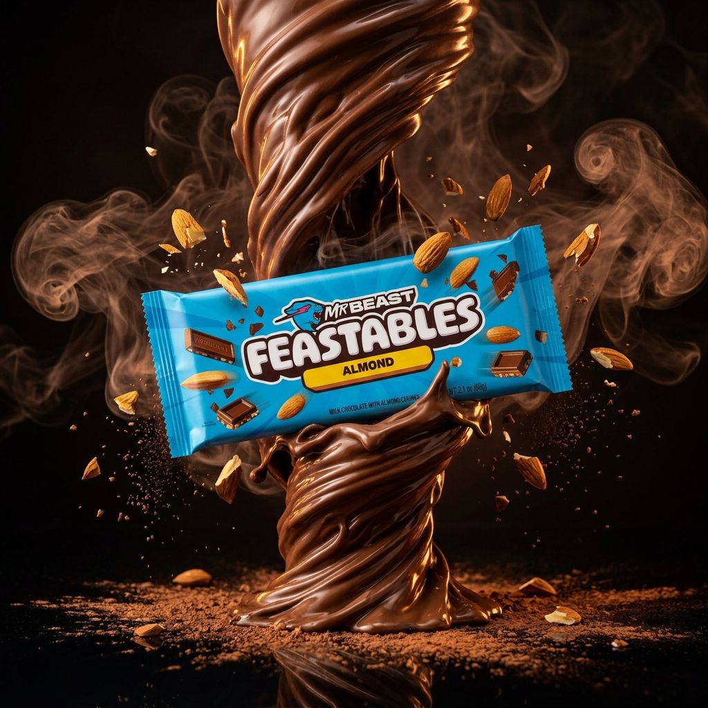 Feastables MrBeast Chocolate Almond, barre chocolat lait amandes importée des USA, disponible sur My American Shop