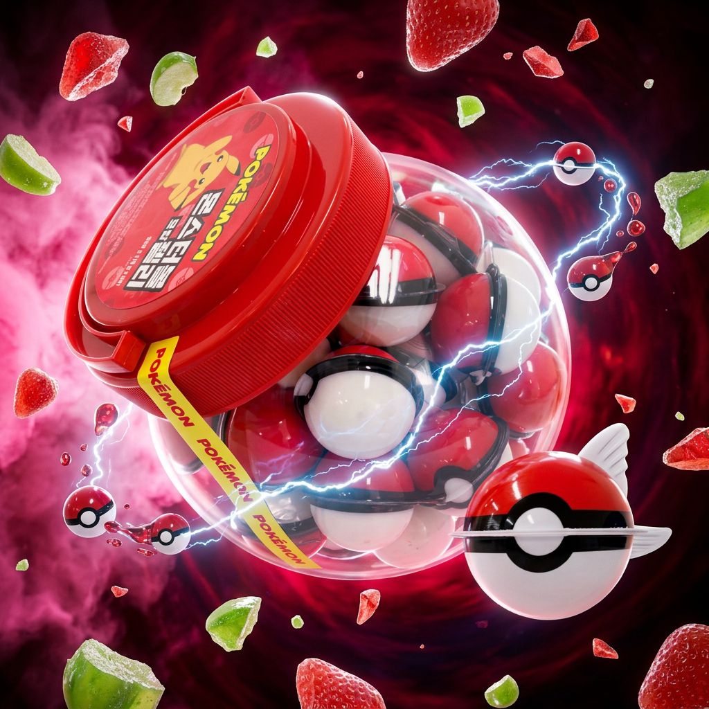 Bonbon gélifié Pokemon Monster Ball rouge forme Poke Ball arôme pomme fraise importé Asie disponible sur My American Shop