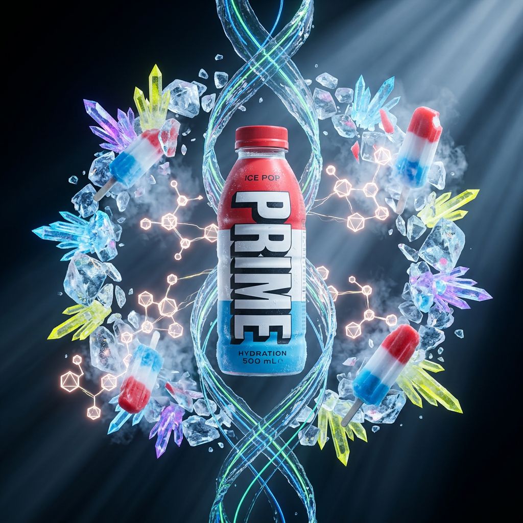Prime Hydration Ice Pop 500ml, boisson sportive saveur glace acidulée importée des USA, disponible sur My American Shop