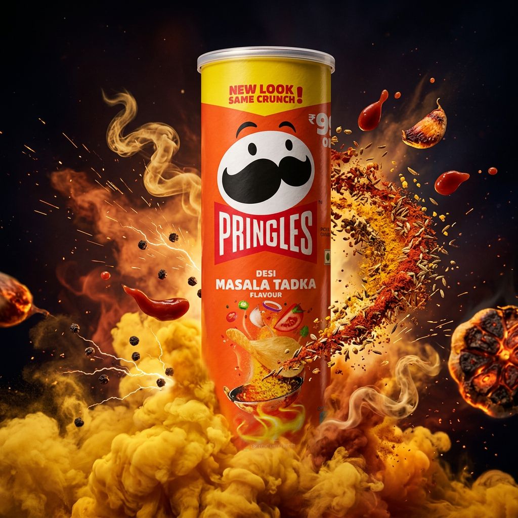 Pringles Desi Masala Tadka, chips tube saveur épices indiennes importée, disponible sur My American Shop