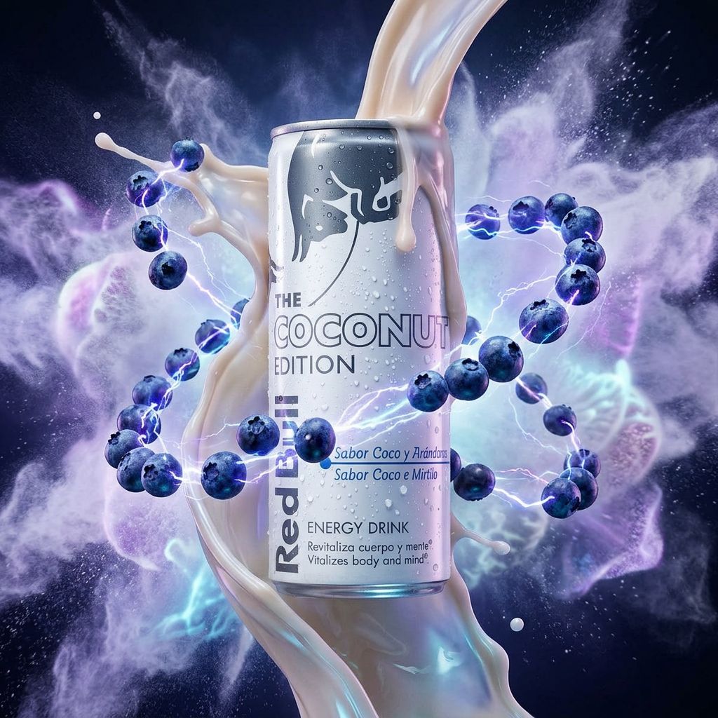 Red Bull White Edition Coco Myrtille 250ml, canette blanche saveur exotique, disponible sur My American Shop