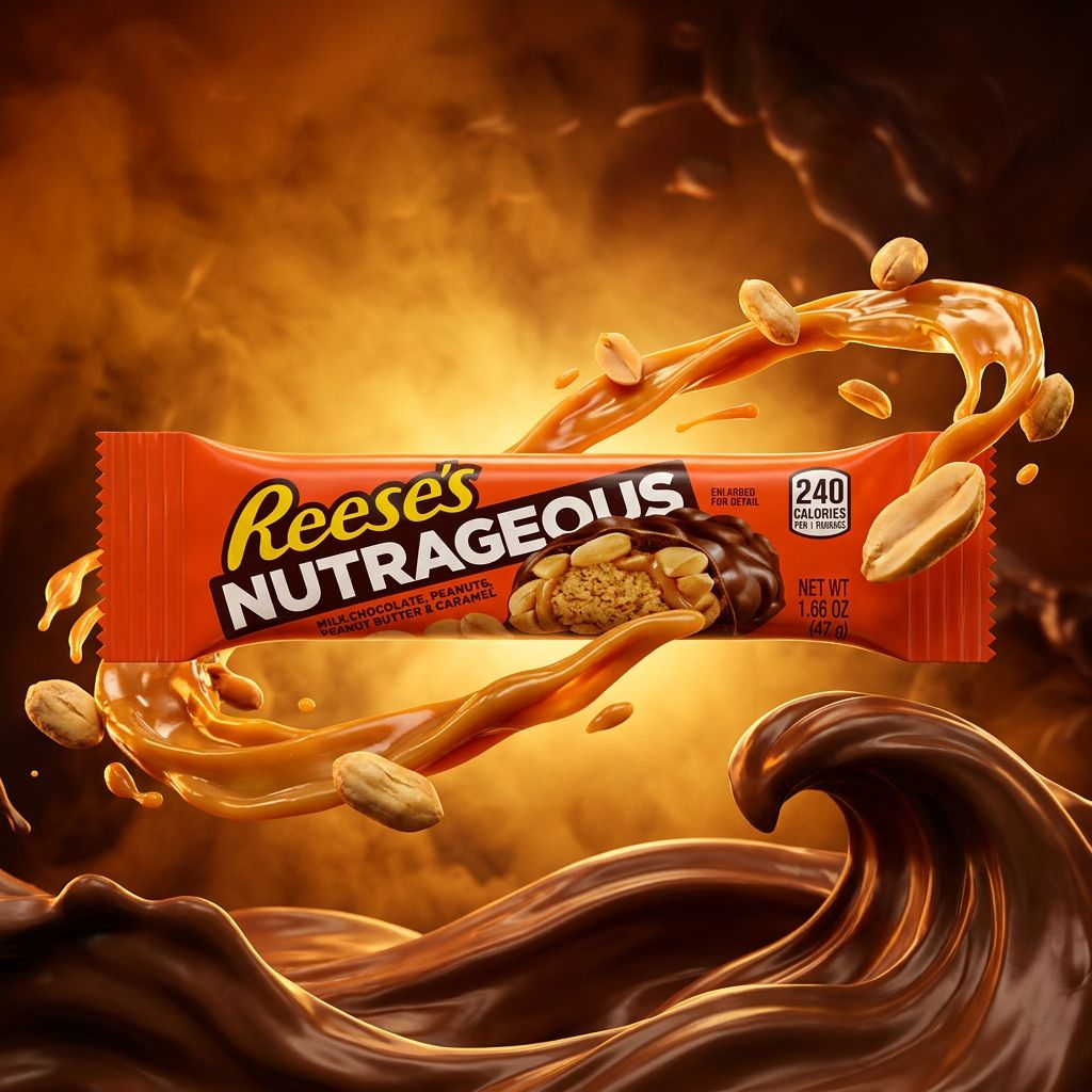 Reese's Nutrageous Bar, barre chocolatée américaine beurre de cacahuète et caramel, importée des USA, disponible sur My American Shop