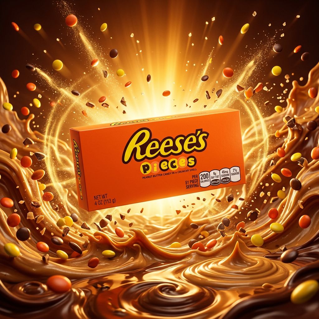 Reese's Pieces Peanut Butter coque croquante, bonbons américains en boîte, disponible sur My American Shop