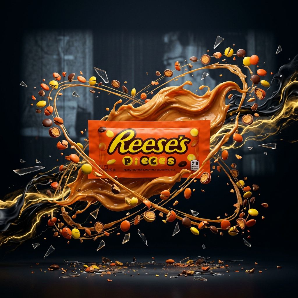 Reese's Pieces bonbons coque dure beurre de cacahuète, snack américain iconique, disponible sur My American Shop
