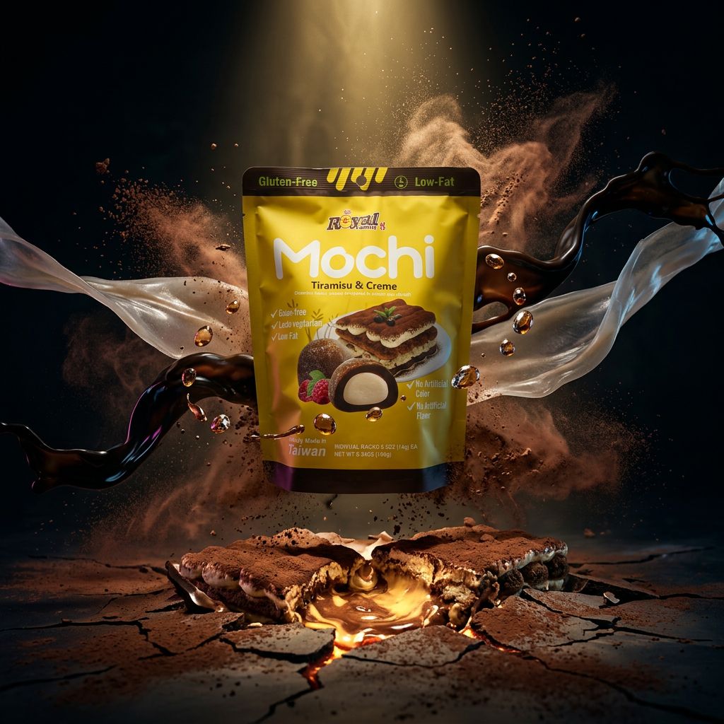 Mochi Royal Family Cream Tiramisu, saveur café cacao, pâte de riz gluant, origine Taïwan, disponible sur My American Shop