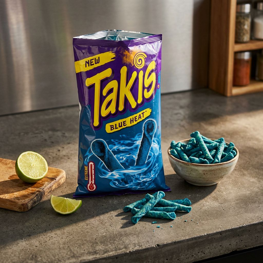 Takis Blue Heat, chips tortilla chili citron vert bleues, format snack americain, disponible sur My American Shop