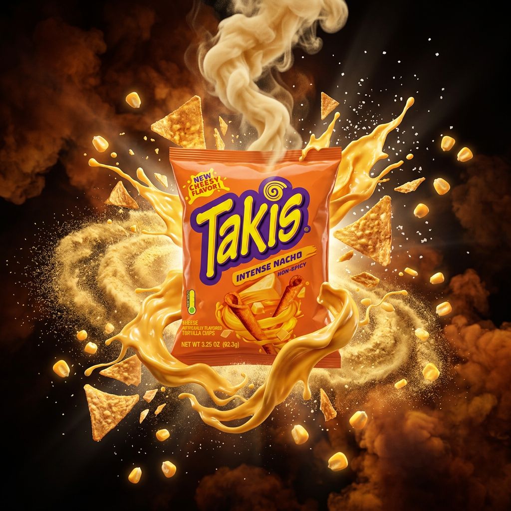 Takis Intense Nacho, roulés de maïs saveur fromage nacho, snack américain sans piment, disponible sur My American Shop