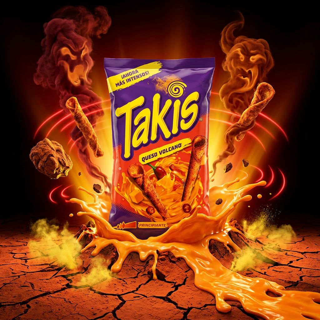 Takis Queso Volcano 100g, chips roulées maïs saveur fromage et chili, importées du Mexique, disponible sur My American Shop