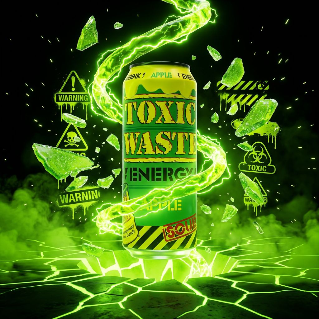 Toxic Waste Energy Drink Sour Apple, canette 500ml importée des USA, saveur pomme verte acidulée, disponible sur My American Shop