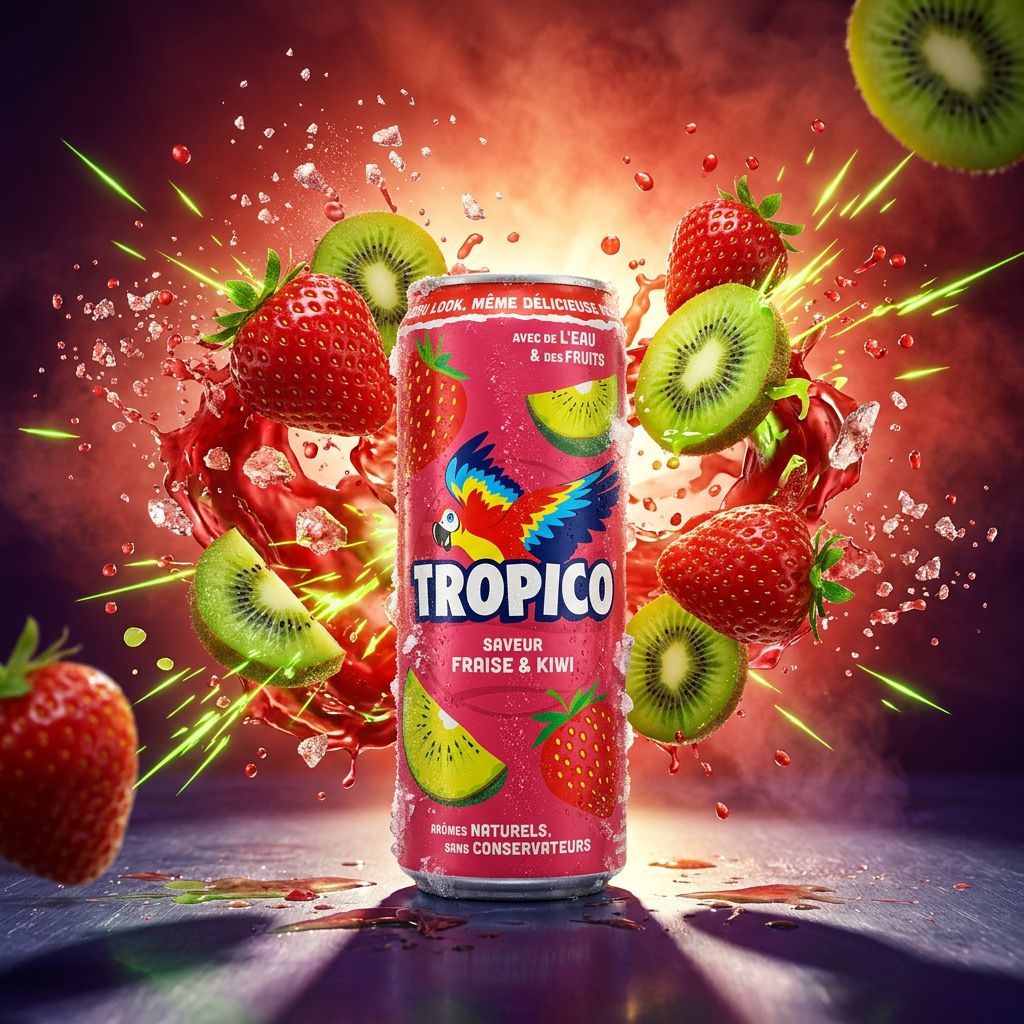 Canette Tropico Strawberry Kiwi, soft drink fraise-kiwi importé des USA, disponible sur My American Shop