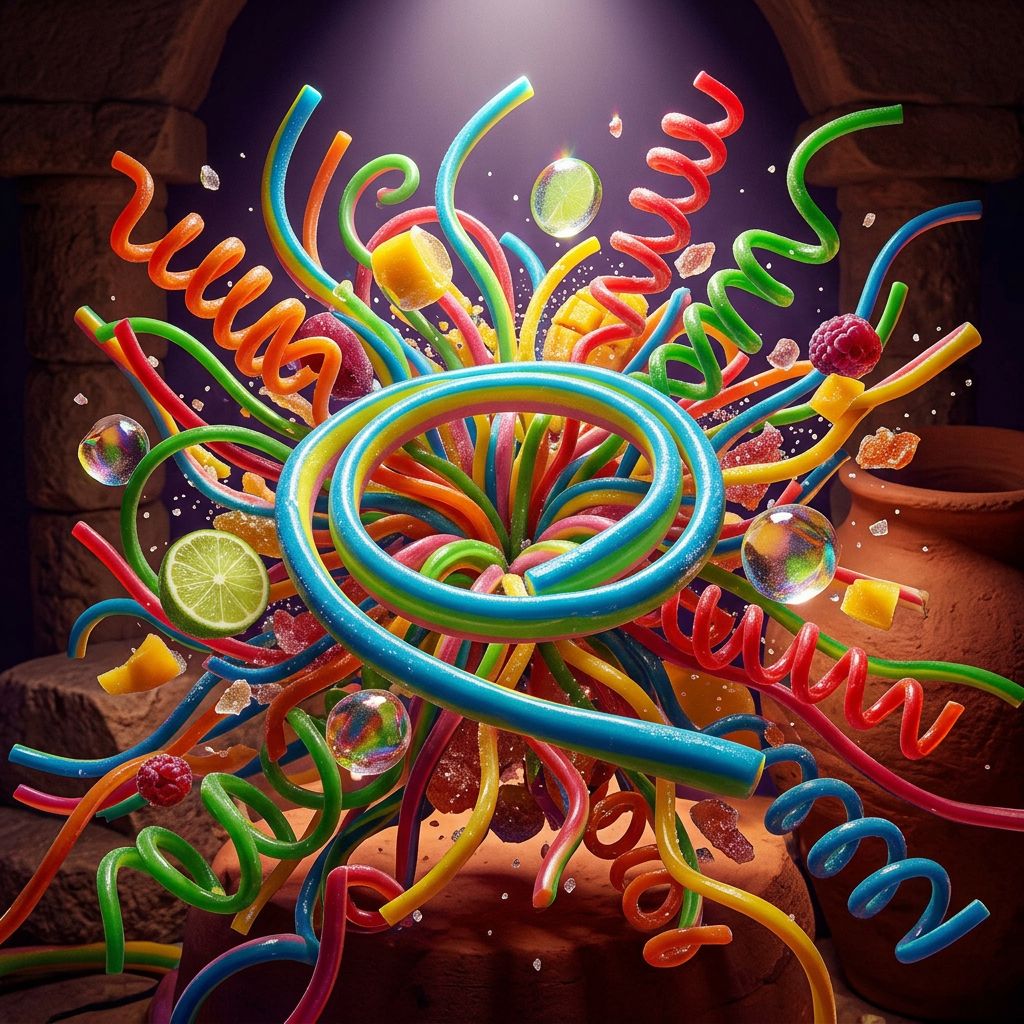 Vidal Giant Cable Rainbow, câbles gélifiés multicolores fruités espagnols, disponible sur My American Shop