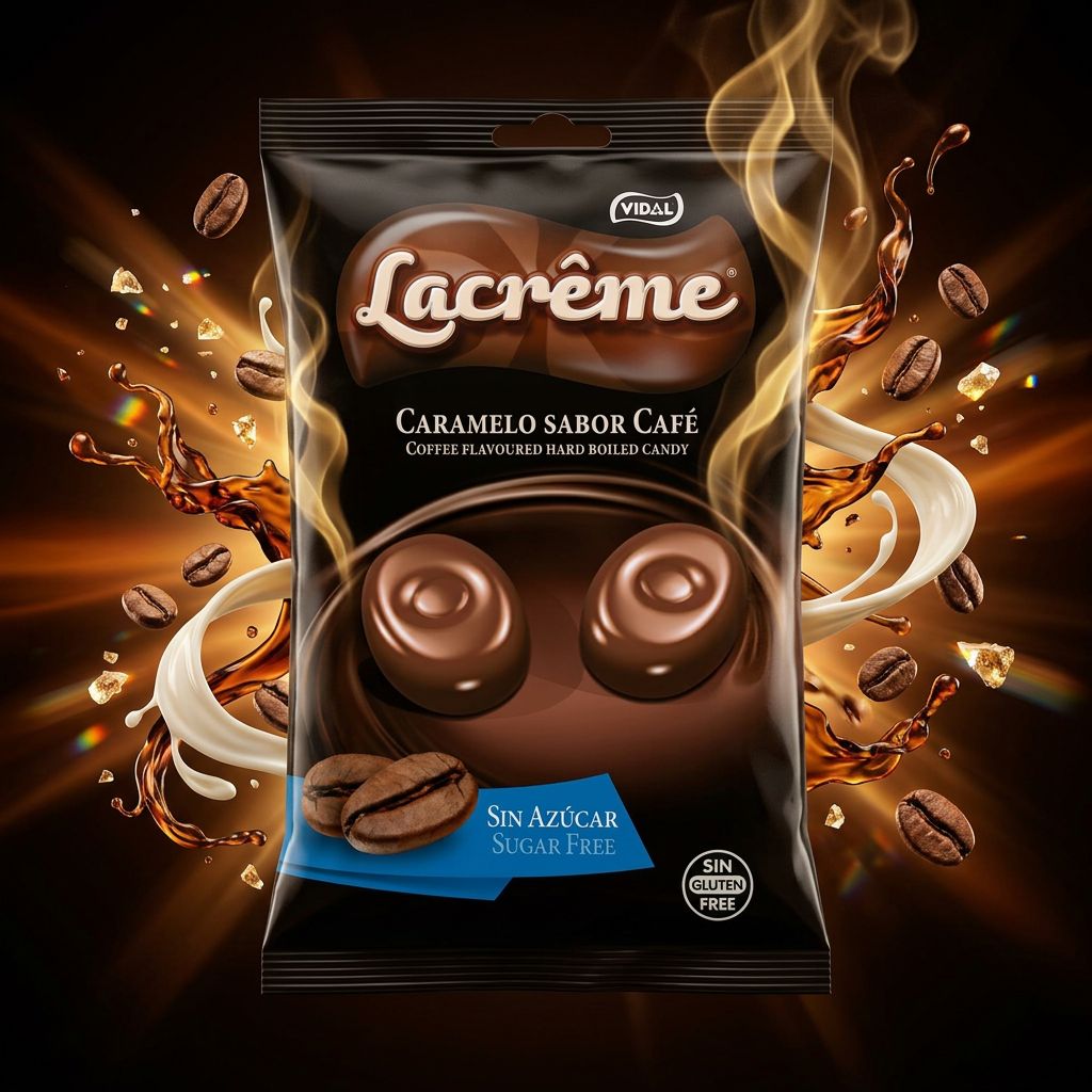 Vidal Hard Candy saveur café corsé, bonbon dur espagnol aux notes crémeuses, disponible sur My American Shop