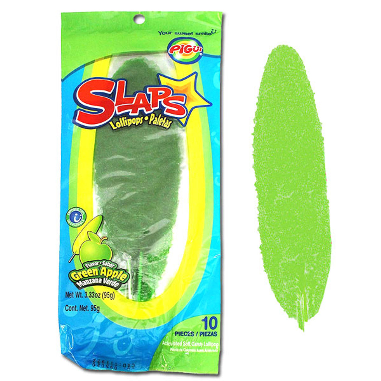 Slaps Lollipops Green Apple - My American Shop