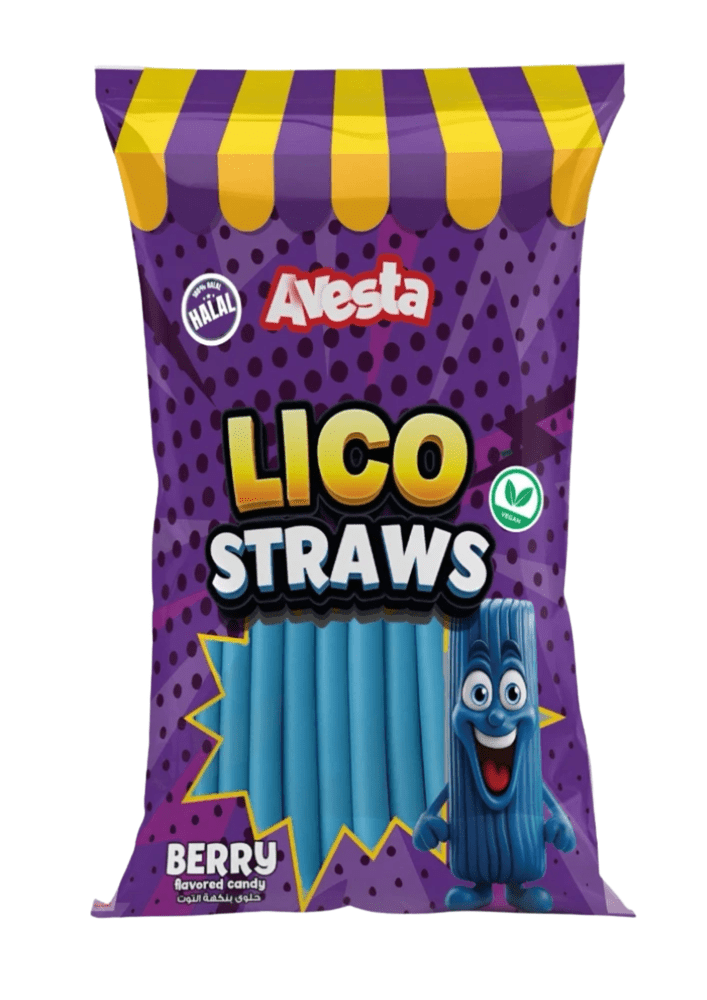 Avesta Lico Straws Berry Fruit, paille de réglisse saveur fruits rouges souple et colorée, bonbon américain importé