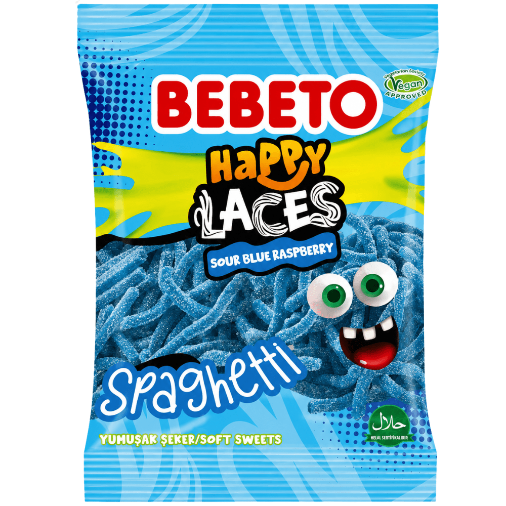 Bebeto Spaghetti Happy Laces Sour Blue Raspberry