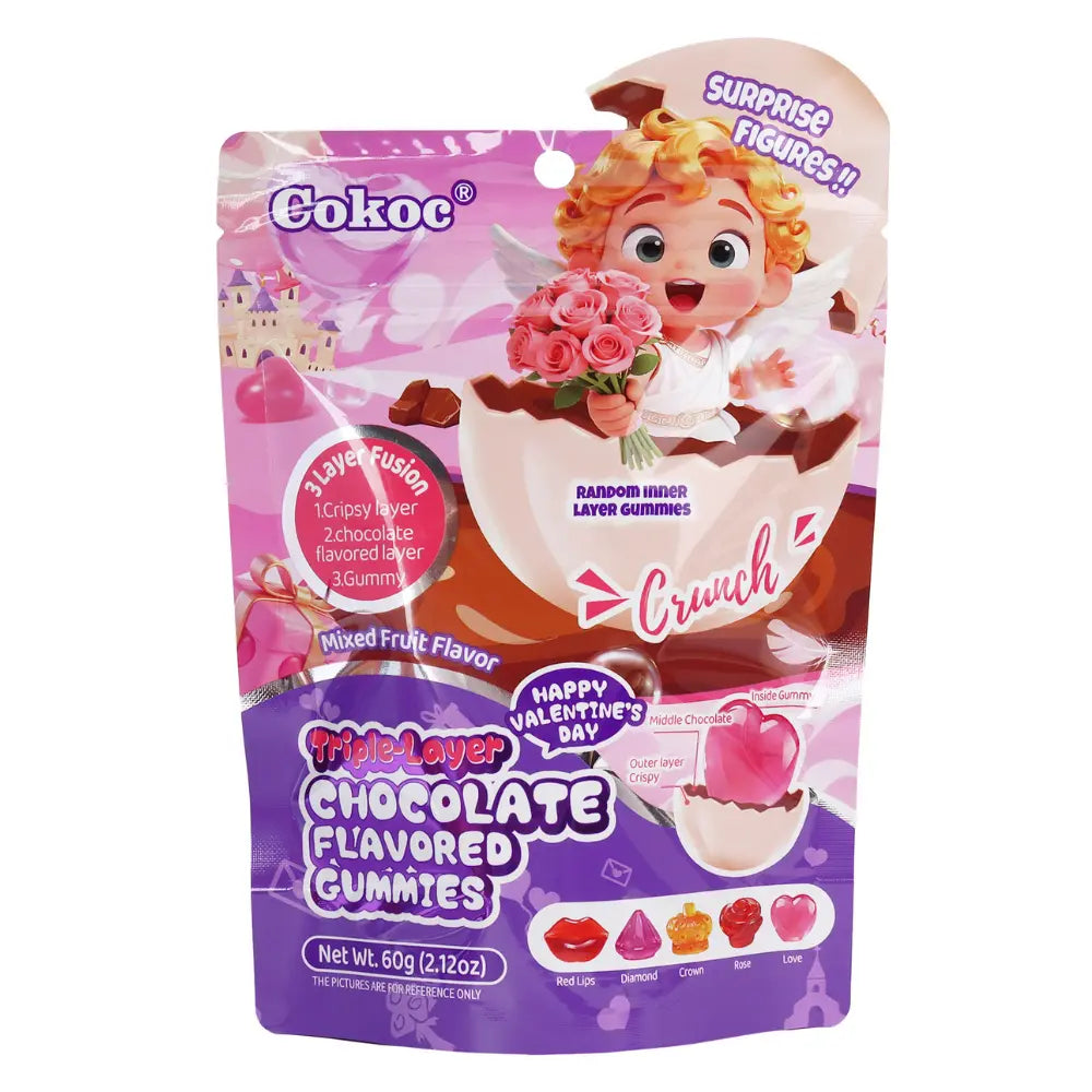 Cokoc Valentine's Day Triple-Layer Mixed Fruit Flavored Gummies
