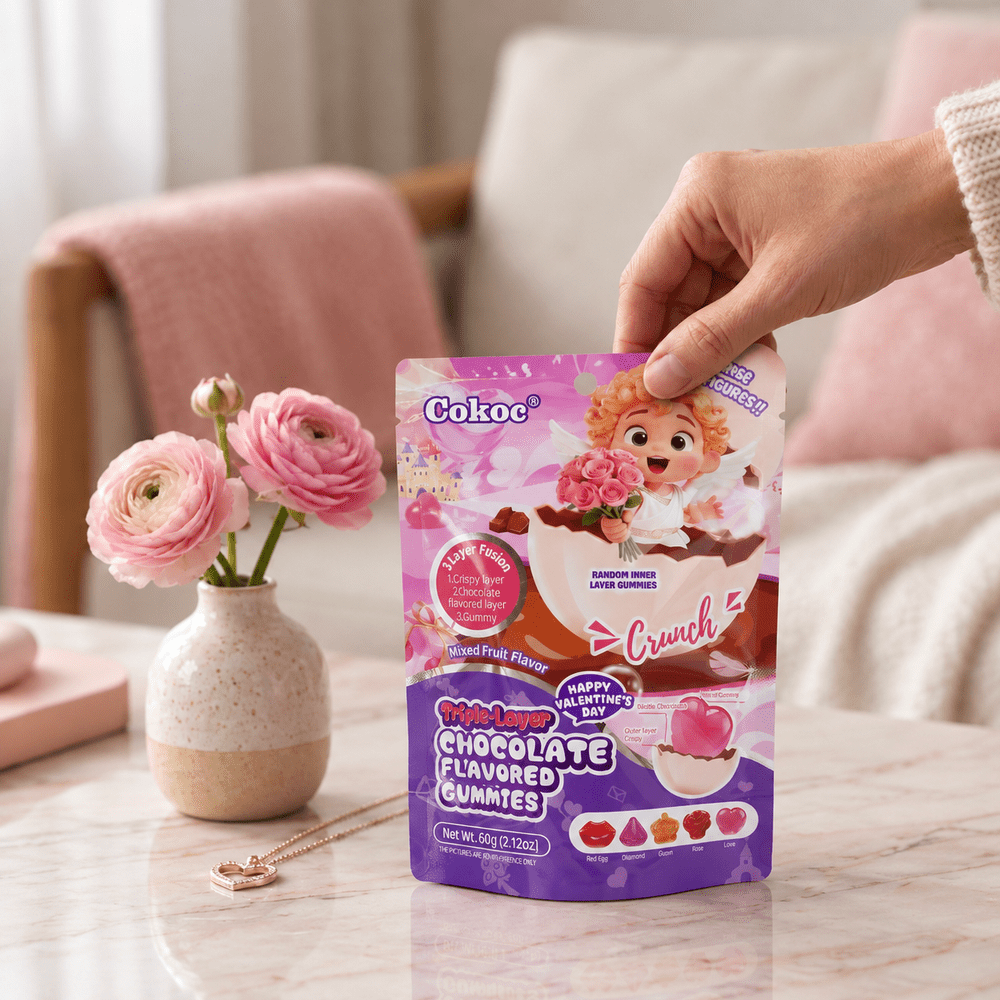 Cokoc Valentine's Day Triple-Layer Mixed Fruit Flavored Gummies