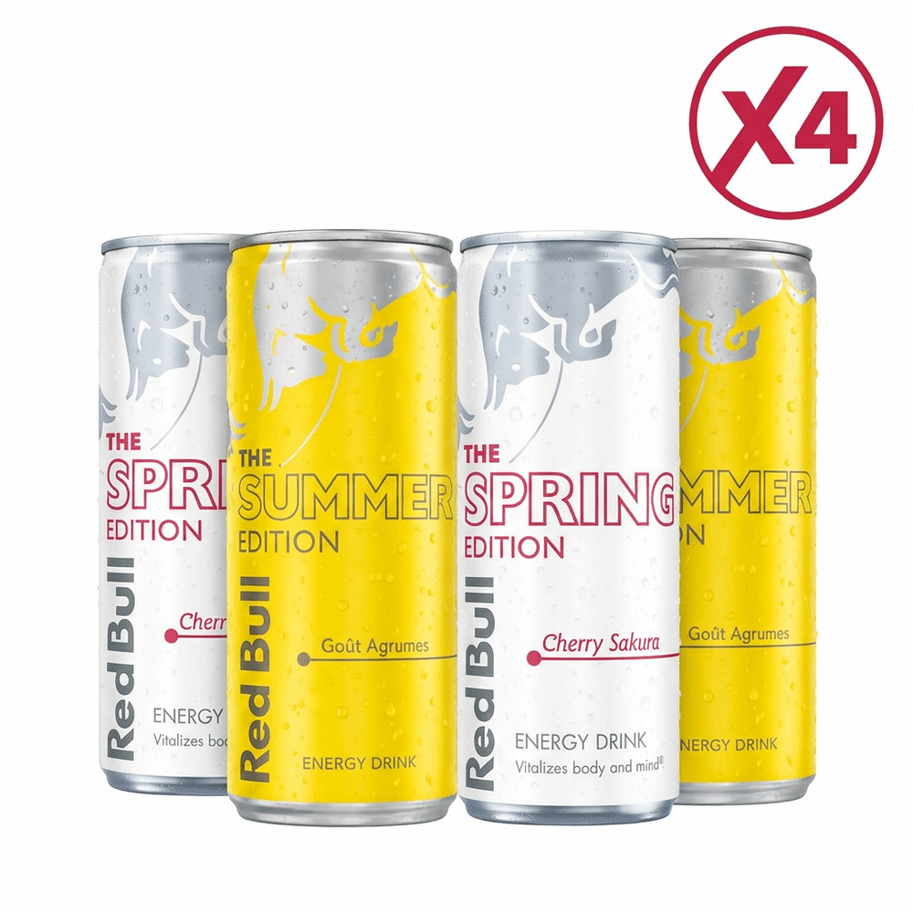 Red Bull Cherry Sakura et Summer Edition Agrumes pack de 4