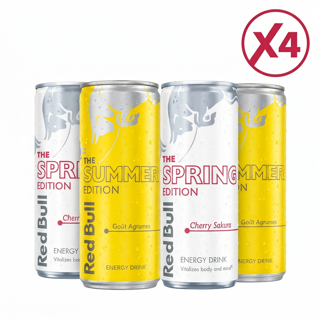 Red Bull Cherry Sakura et Summer Edition Agrumes pack de 4