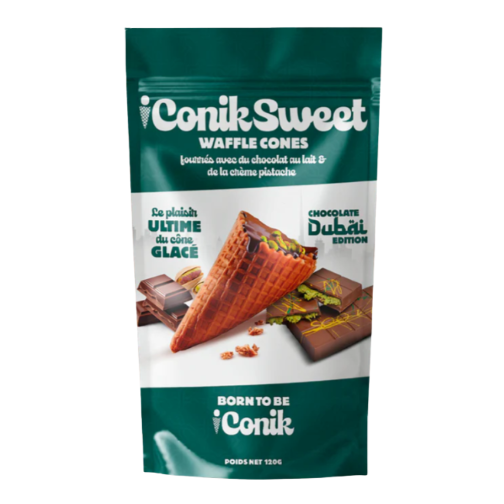 iConiksweet Waffle Cones Milk Chocolate & Pistachio Cream - My American Shop
