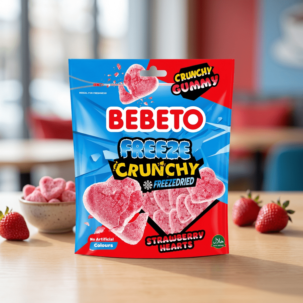 Bebeto Freeze Crunchy Strawberry Hearts
