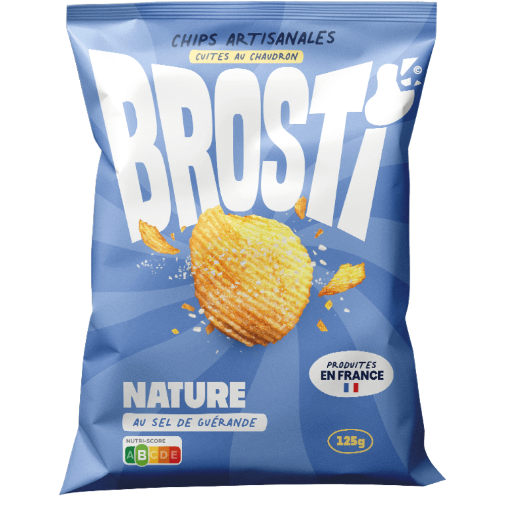 Brosti Nature au sel de Guérande de McFly & Carlito, chips croustillantes cuites au chaudron et artisanales saveur nature au sel de Guérande – disponible sur My American Shop