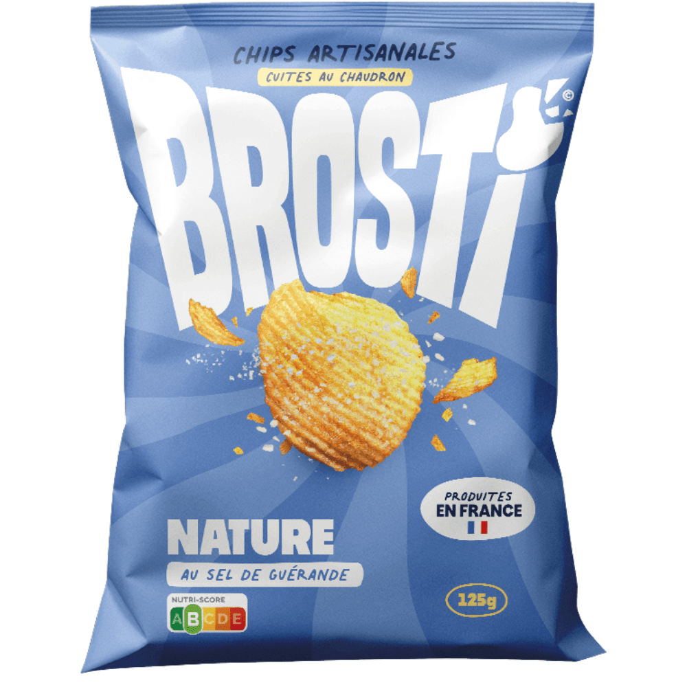 Brosti Nature au sel de Guérande de McFly & Carlito, chips croustillantes cuites au chaudron et artisanales saveur nature au sel de Guérande – disponible sur My American Shop
