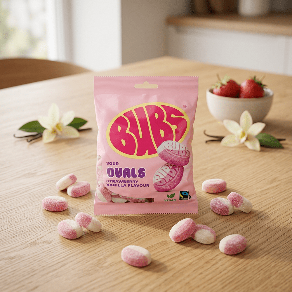 Bubs Godis Goody Sour Ovals Strawberry & Vanilla