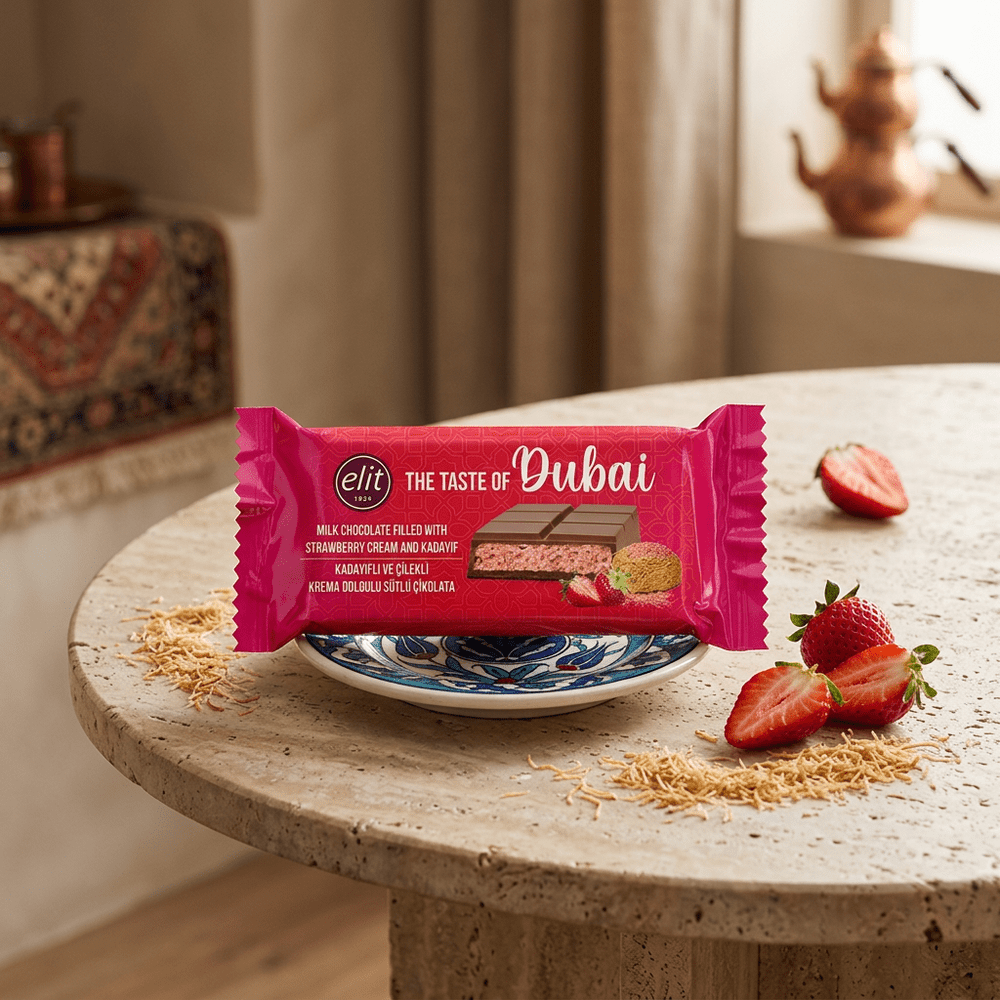 Elit Dubai Milk Chocolate Strawberry Cream & Kadayif