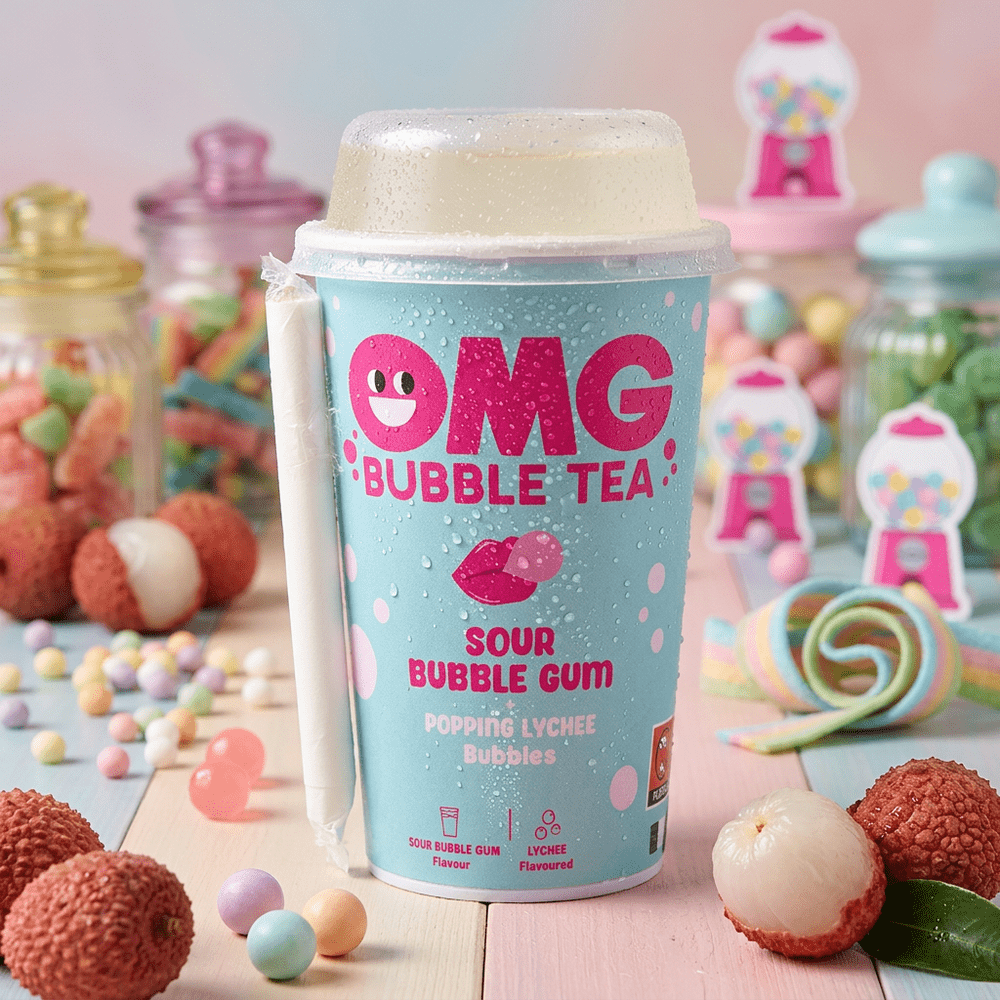 OMG Bubble Tea Sour Bubble Gum Lychee