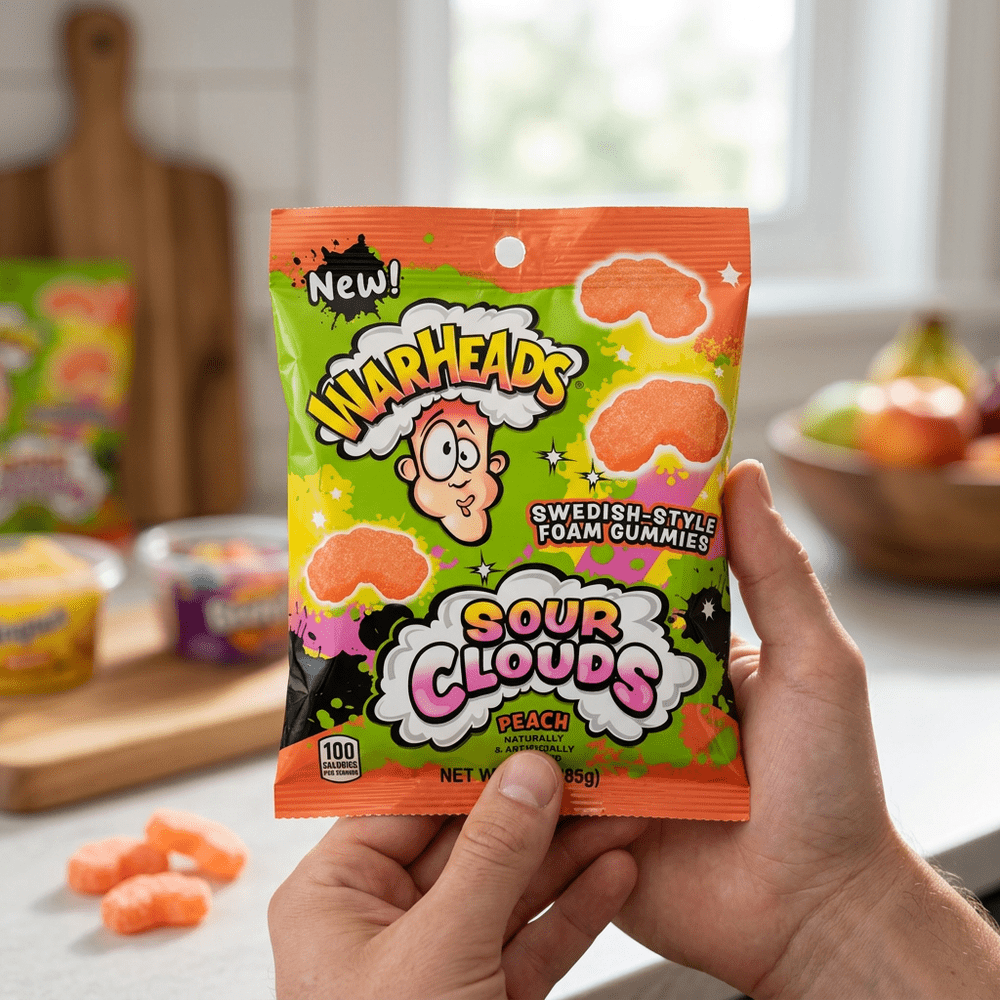 Warheads Sour Clouds Peach bonbons acidulés saveur pêche