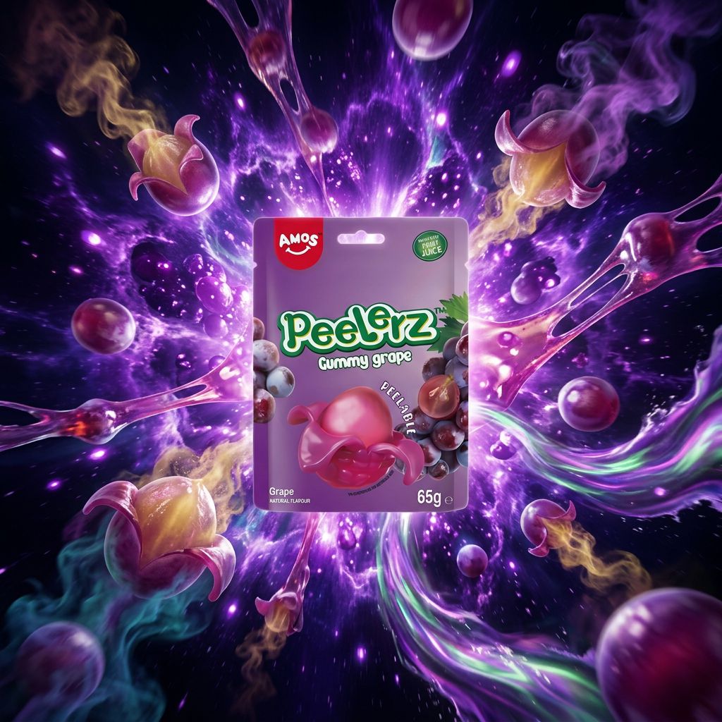 Amos Peelerz Gummy Grape, bonbons gummy raisin a eplucher, confiserie importee, disponible sur My American Shop