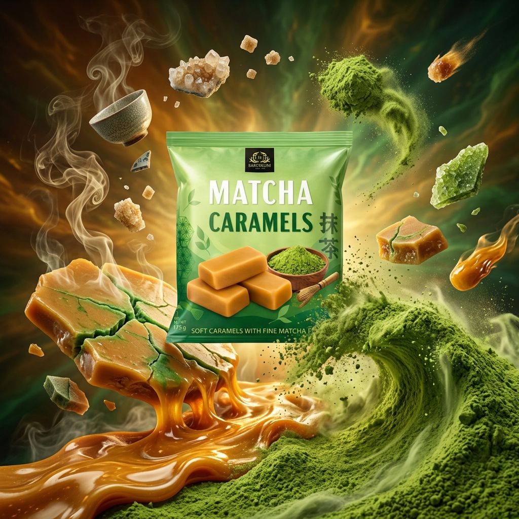 Bardollini Matcha Caramels, bonbons mous caramel et thé matcha, importés, disponible sur My American Shop