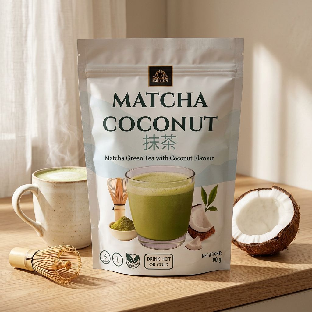 Bardollini Matcha Coconut, poudre lactée instantanée matcha et coco importée, disponible sur My American Shop