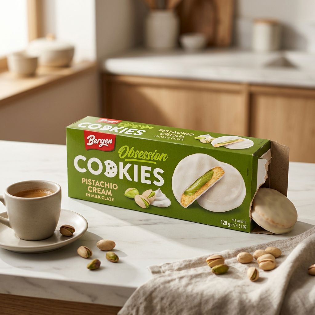 Bergen Pistachio Cream Milk Glaze Cookie